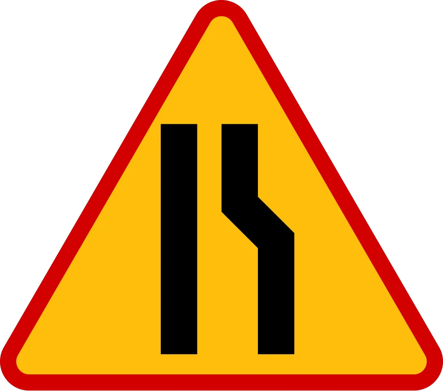 Zwężenie jezdni – lewostronne