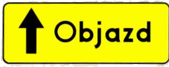 Znak prowadzący na drodze objazdowej