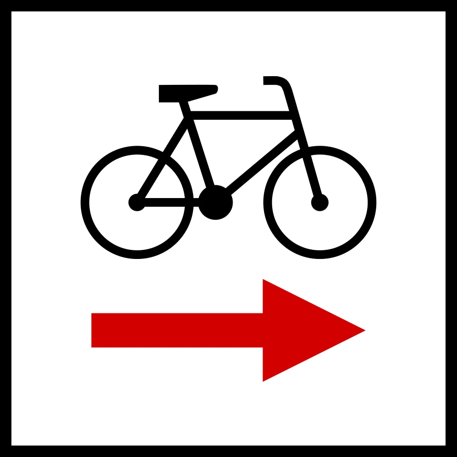 Znak R-1b Zmiana kierunku lokalnego szlaku rowerowego